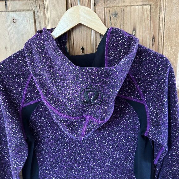 Lululemon 6 Black Purple Hoodie Full Zip Scooba Hood Pockets Speckled - Picture 9 of 13